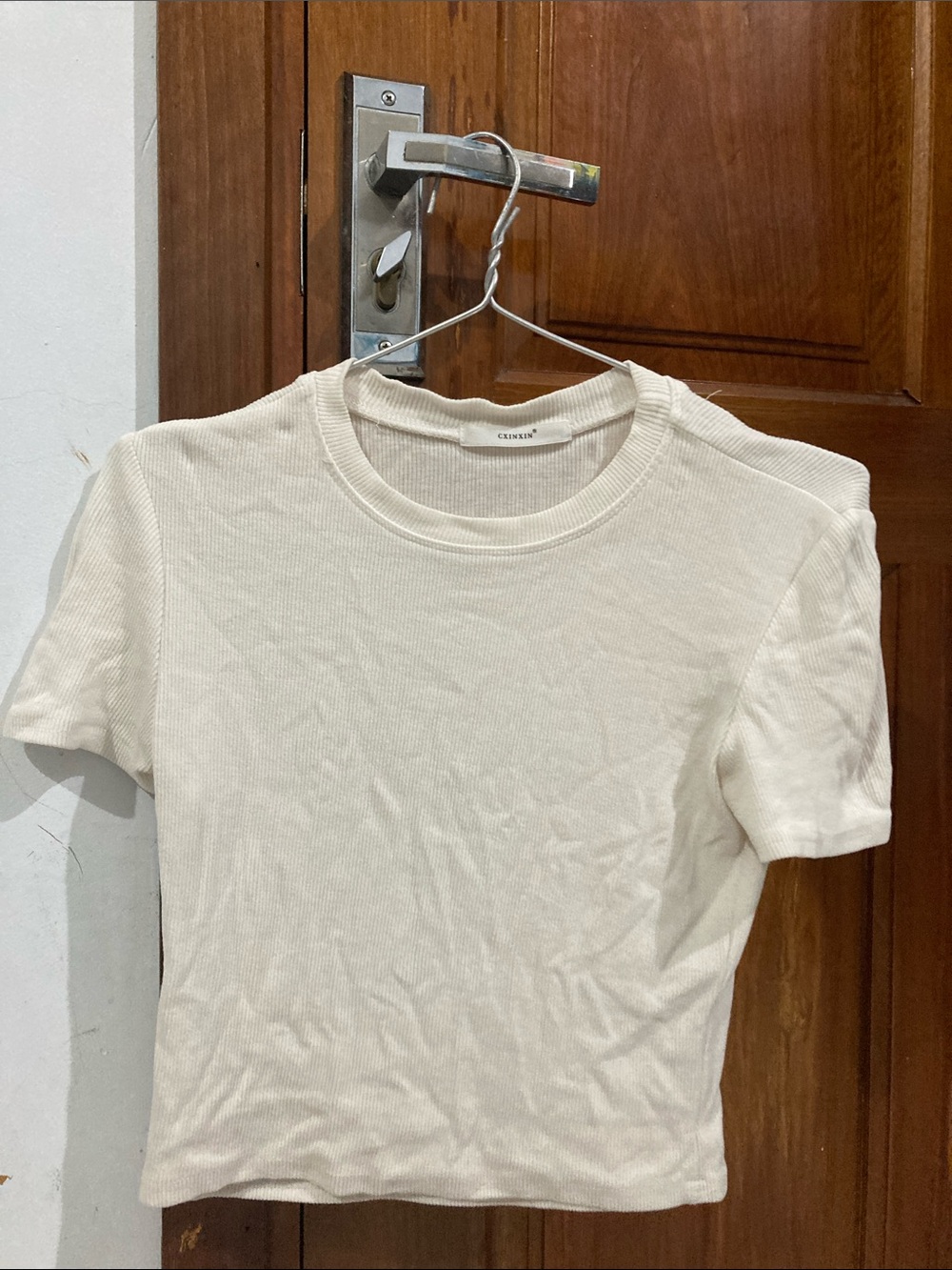 Cushion White Ribbed Short Sleeve Tee